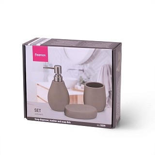 Дозатор жидкого мыла Fissman 300 мл, стакан 400 мл и мыльница в наборе (9509)