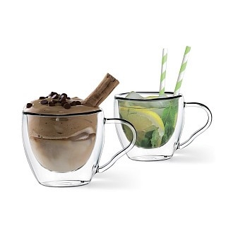 Набор из 2-х стаканов Fissman с двойными стенками 90 мл жаропрочное стекло (16495)