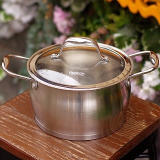 Кастрюля со стеклянной крышкой Fissman MIRANDA 16x9 см на 1,9 л (5151) Кастрюля со стеклянной крышкой Fissman MIRANDA 16x9 см на 1,9 л (5151)