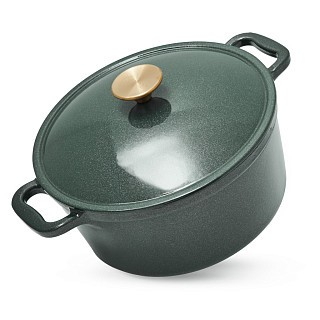 Кастрюля Fissman LE MANS GREEN 24x11,5см/4,5л. с крышкой эмалированный чугун (4155)