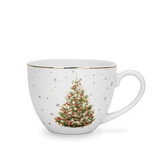 Кухоль Fissman CHRISTMAS 260 мл з блюдцем порцеляна (14021) Кухоль Fissman CHRISTMAS 260 мл з блюдцем порцеляна (14021)