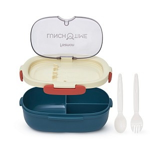 Ланч-бокс Fissman з троьома відділенням 21,5х14,5х7 см 850 мл, колір сірий пластик (16754)