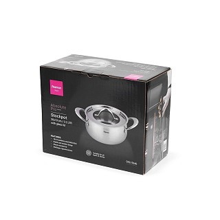 Каструля Fissman ABSOLUTE PRO 20x10 см / 3,2 л зі скляною кришкою нержавіюча сталь (5546)