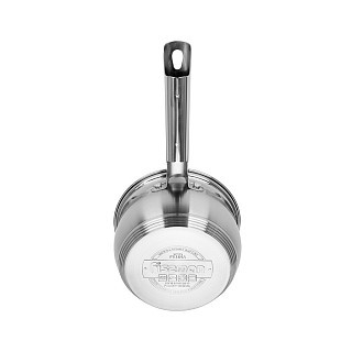Ківш Fissman FELINA 14x8,5 см / 1,1 л зі скляною кришкою нержавіюча сталь (5497)