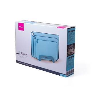 Набор из 3-х разделочных досок Fissman 41х28, 36х24, 31х20, цвет СИНИЙ пластик, ТПР (8055)