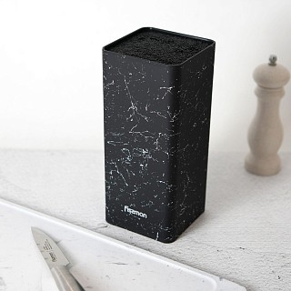 Подставка Fissman для кухонных ножей 10x10x22 см, цвет ЧЕРНЫЙ МАРМУР пластик (12883) Подставка Fissman для кухонных ножей 10x10x22 см, цвет ЧЕРНЫЙ МАРМУР пластик (12883)