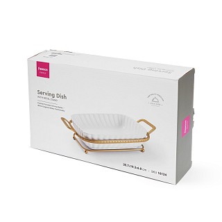 Блюдо сервировочное Fissman 35,7x19,3х6,8 см на стальной подставке фарфора (16124)