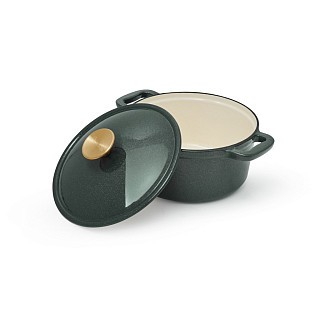 Каструля Fissman LE MANS GREEN 20x10 см / 2,6 л. з кришкою емальований чавун (4153)