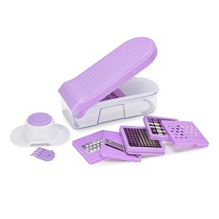 Овощерезка с теркой и контейнером Fissman 27x12x8 см - набор из 11 предметов нержавеющей стали (18643)