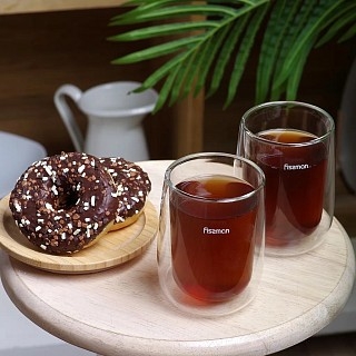 Комплект из двух стаканов Fissman BONBON 350 мл жаропрочное стекло с двойными стенками (6448)