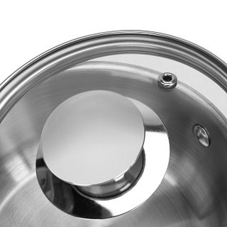 Каструля Fissman GULLIVER 14x7 см 1,1 л зі вставкою-пароваркою 14x6,5 см та скляною кришкою нержавіюча сталь (5428)