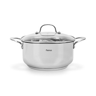 Каструля Fissman EXCLUSIVE PRO 24x12 см / 5,3 л зі скляною кришкою нержавіюча сталь (5542)