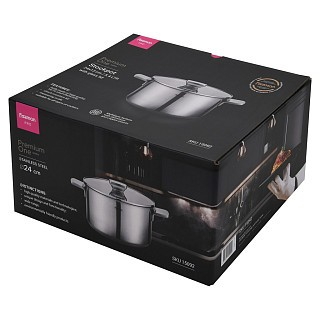 Кастрюля Fissman PREMIUM ONE 24x13 см/5,4 л со стеклянной крышкой нержавеющая сталь (15092)