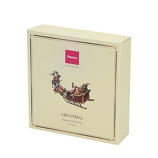 Блюдо Fissman CHRISTMAS квадратне 22,5х22,5 см з різбленою кромкою порцеляна (14018)