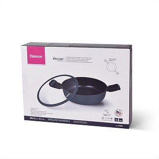 Сотейник Fissman BRILLIANT 28x7,5 см / 4,1л со съемными ручками и стеклянной крышкой (14386)