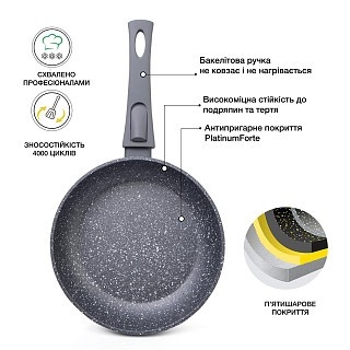 Сковорідка для смаження Fissman ROCK STONE 20x4,5 см (4362)