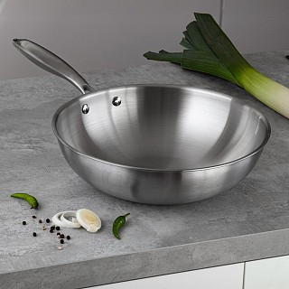 Сковорідка Fissman вок AETERNUM 28x8 см нержавіюча сталь (15108)