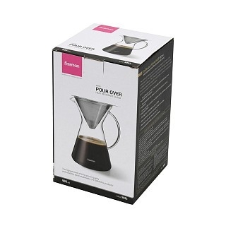 Кавник Fissman POUR OVER 900 мл. зі сталевим фільтром жаростійке скло (9083) Кавник Fissman POUR OVER 900 мл. зі сталевим фільтром жаростійке скло (9083)