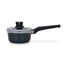 Ківш Fissman зі скляною кришкою LUXURIA 16x8см / 1,3 л алюміній з антипригарним покриттям (14549)