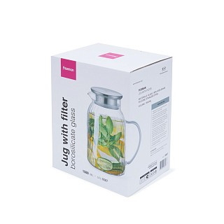 Глечик для холодних та гарячих напоїв Fissman з фільтром 1500 мл жаростійке скло (6587) Глечик для холодних та гарячих напоїв Fissman з фільтром 1500 мл жаростійке скло (6587)