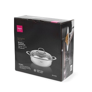 Сотейник Fissman EXCLUSIVE PRO 26x9 см / 4,6 л зі скляною кришкою нержавіюча сталь (5543)