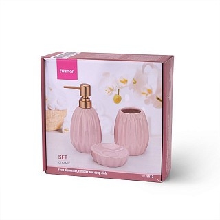 Дозатор жидкого мыла Fissman 300 мл, стакан 400 мл и мыльница в наборе (9512)