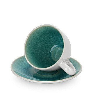 Кружка Fissman CELINE 220 мл с блюдцем, цвет лазурная керамика (6228)