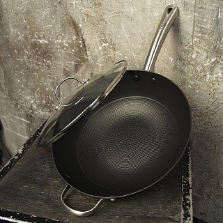 Cковородка Fissman вок MELITA 30x8 см со стеклянной крышкой (4003)