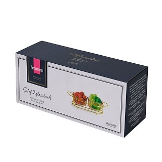 Минажница Fissman 26x10,5x5,7 см на металлической подставке 2 секции по 240 мл стекло (16390)