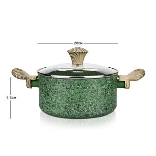 Каструля зі скляною кришкою Fissman MALACHITE 20x9,8 см на 2,7 л (4318) Каструля зі скляною кришкою Fissman MALACHITE 20x9,8 см на 2,7 л (4318)
