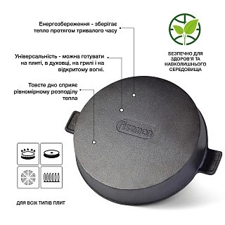 Кругла пательня-гриль Fissman 26x5 см з боковими ручками (4072) Кругла пательня-гриль Fissman 26x5 см з боковими ручками (4072)