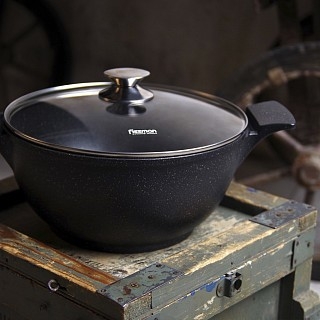 Каструля Fissman GRANDE 32x15 см / 9,3 л зі скляною кришкою алюміній з антипригарним покриттям (14322)