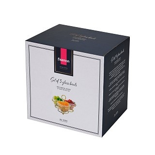 Минажница Fissman 22x22x13 см на металлической подставке 3 секции по 280 мл стекло (16394)