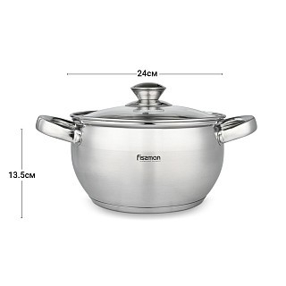 Каструля Fissman PRIME 24x13,5 см / 6,1л зі скляною кришкою (5514) Каструля Fissman PRIME 24x13,5 см / 6,1л зі скляною кришкою (5514)
