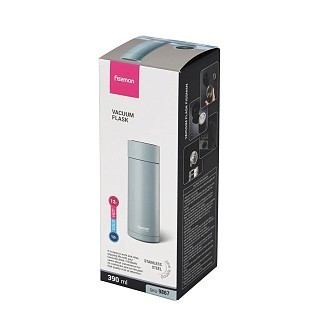 Термос Fissman 390 мл колір голубий нержавіюча сталь (9867)