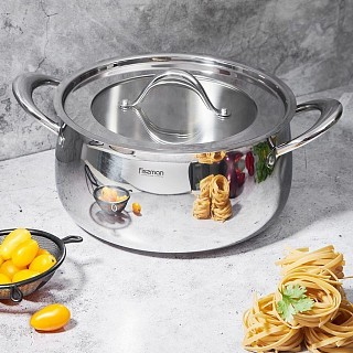 Кастрюля Fissman ABSOLUTE PRO 24x12 см/5,6 л со стеклянной крышкой нержавеющая сталь (5547)