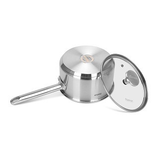 Ковш Fissman MASTER CHEF 18х10 см/2,3 л со стеклянной крышкой нержавеющая сталь (15095)