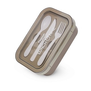 Ланч-бокс Fissman з двома відділенням 20,5х13,5х7,5 см 800 мл, колір коричневий нержавіюча сталь (16757)