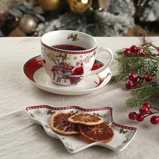 Чашка Fissman CHRISTMAS 400 мл фарфор с блюдцем (13796)