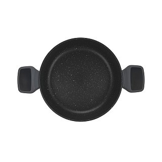 Сотейник Fissman 28x8 см / 4,3 л TITANIUM PRO зі скляною кришкою литий алюміній з антипригарним покриттям (14586)