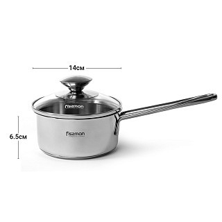 Ківш Fissman BAMBINO нержавіюча сталь 900 мл зі скляною кришкою (5271)