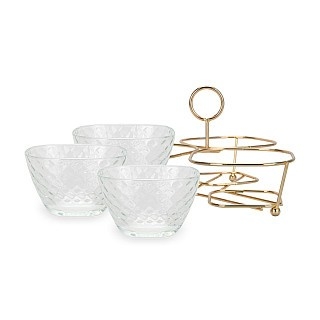 Мінажниця Fissman 22x22x13 см на металевій підставці 3 секції по 280 мл скло (16394)