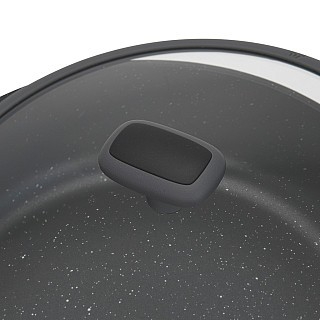 Сотейник Fissman 28x8 см / 4,3 л TITANIUM PRO зі скляною кришкою литий алюміній з антипригарним покриттям (14586)