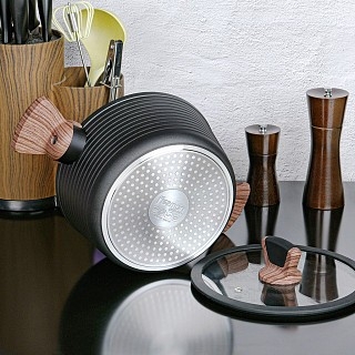 Кастрюля со стеклянной крышкой Fissman DIAMOND GREY 24x12 см на 4,5 л (4304)