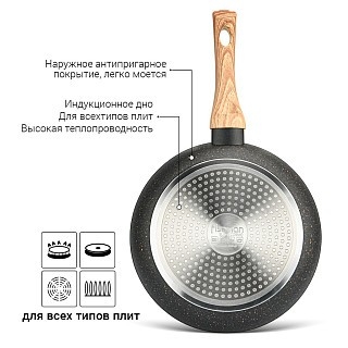 Сковорода для жарки Fissman COSMIC BLACK 24x4,9 см (4341)