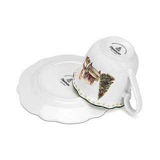 Набір з 2-х кухлів Fissman 250 мл CHRISTMAS EVE з блюдцями порцеляна (13760)