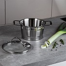 Каструля Fissman TIERNO 16x9,5 см / 1,5 л зі скляною кришкою нержавіюча сталь (5489)