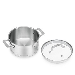 Кастрюля Fissman FOBUS 18x9 см 2,2 л со стеклянной крышкой нержавеющая сталь (5386)