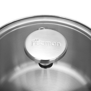 Ківш Fissman MASTER CHEF 16x9 см / 1,6 л зі скляною кришкою нержавіюча сталь (15094)