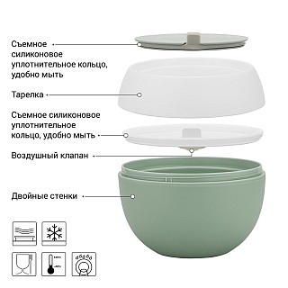 Ланч-бокс с двома відділенням круглий Fissman 15x12 см / 800 мл (6804) Ланч-бокс с двома відділенням круглий Fissman 15x12 см / 800 мл (6804)